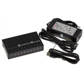 KALEA-INFORMATIQUE Hub Industriel Station de Charge USB3 10 Ports (USB 3.0 5GB) avec Alimentation 60W. Chassis métal rackable
