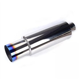 Mota Silencieux Sport Voiture Chromé Tuning entrée 63mm 2.5 pouces sortie 100mm 4.0 Echappement Accessoire Equipement Inox Coule