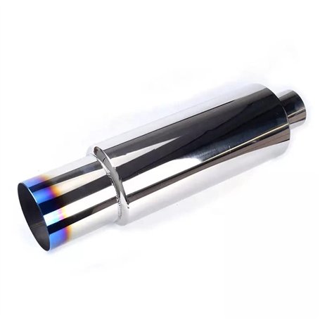 Mota Silencieux Sport Voiture Chromé Tuning entrée 63mm 2.5 pouces sortie 100mm 4.0 Echappement Accessoire Equipement Inox Coule