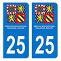 HADEXIA Autocollant Stickers Plaque immatriculation Voiture département 25 Doubs Logo Région Bourgogne Franche Comté Nouveau mod