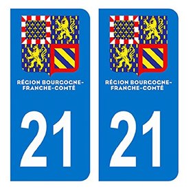 HADEXIA Autocollant Stickers Plaque immatriculation Voiture Auto département 21 Côte-d’Or Logo Région Franche-Comté Nouveau mode