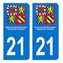 HADEXIA Autocollant Stickers Plaque immatriculation Voiture Auto département 21 Côte-d’Or Logo Région Franche-Comté Nouveau mode