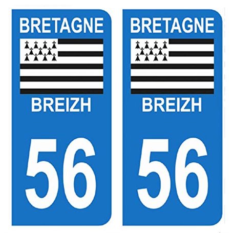 HADEXIA Autocollant Stickers Plaque immatriculation Voiture Auto département 56 Morbihan Logo Région Bretagne Breizh Symbol