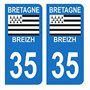 HADEXIA Autocollant Stickers Plaque immatriculation Voiture Auto département 35 Ille-et-Vilaine Logo Région Bretagne Breizh Symb