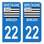 HADEXIA Autocollant Stickers Plaque immatriculation Voiture Auto département 22 Côtes d'Armor Logo Région Bretagne Breizh Symbol