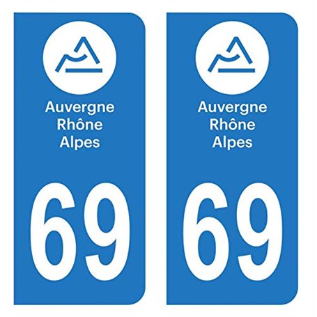 HADEXIA Autocollant Stickers Plaque immatriculation Voiture Auto département 69 Rhône Logo Région Auvergne-Rhône-Alpes