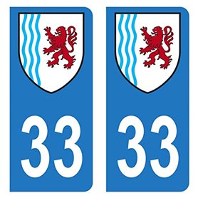 HADEXIA Autocollant Stickers Plaque immatriculation Voiture Auto département 33 Gironde Ain Logo Région Nouvelle-Aquitaine