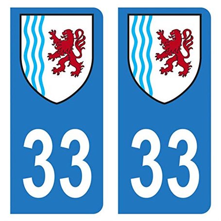 HADEXIA Autocollant Stickers Plaque immatriculation Voiture Auto département 33 Gironde Ain Logo Région Nouvelle-Aquitaine