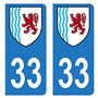 HADEXIA Autocollant Stickers Plaque immatriculation Voiture Auto département 33 Gironde Ain Logo Région Nouvelle-Aquitaine