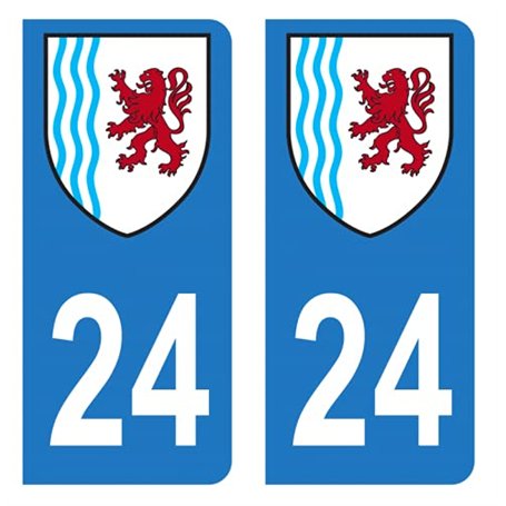HADEXIA Autocollant Stickers Plaque immatriculation Voiture Auto département 24 Dordogne Logo Région Nouvelle-Aquitaine