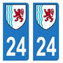 HADEXIA Autocollant Stickers Plaque immatriculation Voiture Auto département 24 Dordogne Logo Région Nouvelle-Aquitaine