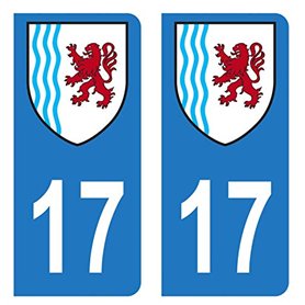 HADEXIA Autocollant Stickers Plaque immatriculation Voiture Auto département 17 Charente-Maritime Logo Nouvelle-Aquitaine