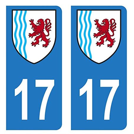 HADEXIA Autocollant Stickers Plaque immatriculation Voiture Auto département 17 Charente-Maritime Logo Nouvelle-Aquitaine