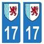 HADEXIA Autocollant Stickers Plaque immatriculation Voiture Auto département 17 Charente-Maritime Logo Nouvelle-Aquitaine