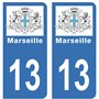 HADEXIA Autocollant Stickers Plaque d'immatriculation Voiture Auto 13 Blason Marseille