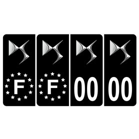 Pack 2 paires Autocollant Stickers Plaque d'immatriculation Premium DS Automobile Noir - Numéro Personnalisé