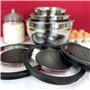 SHOP-STORY AM785 : Lot de 3 Bols Mélangeurs Gradués Arthur Martin en Acier Inoxydable 16 cm - 20 cm - 24 cm avec Couvercles Herm