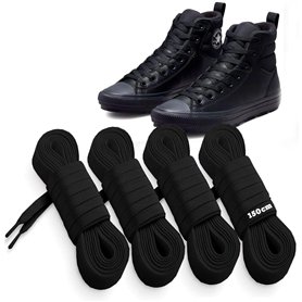 MARKETIFAR Lacets Noirs pour Baskets-4 Paires Lacet Noir-Lacet Chaussure-Parfait pour Converse Haute-Lacets Noirs plats-150 cm-8