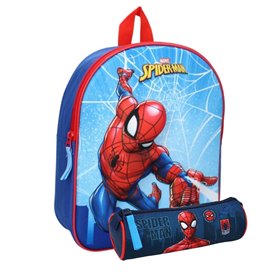 mybagstory - Sac à dos Spiderman - Bleu - Enfant - Ecole - Primaire - Maternelle - Cartable garçon - Taille 32 cm - Bretelles ré
