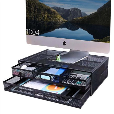 DESKORGA Tiroir coulissant sous bureau | A FIXER SANS PERCAGE Organisateur de bureau | rangement bureau pour fournitures et acce