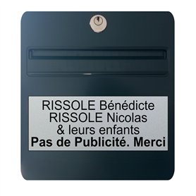Plaque boite aux lettres personnalisable - 24x10cm - 1 à 6 lignes - adhésive - Nom de famille