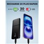 EREKIN Batterie Externe, 22.5W 10000mAh Charge Rapide, Batterie Portable 4 Ports,USB C, PD3.0 QC4.0 Compatible avec iPhone 16 15