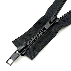 CHAKRAA - 70 cm - #5mm Maille - Fermeture Éclair Double Curseur Injectée Zip à Glissière Séparable Noir