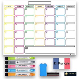 Tableau Blanc Magnétique Organiseur Memo Mensuel Ardoise Effaçable pour Frigo Cuisine