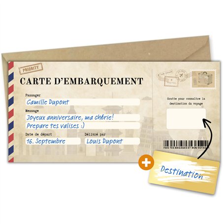 Milijou | Carte à gratter voyage surprise | Chèque cadeau surprise personnalisation destination