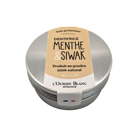 Dentifrice en poudre Menthe&Siwak - 60g - Ayurvédique - Soin Protecteur et Blanchissant Naturel - L'Oursin Blanc