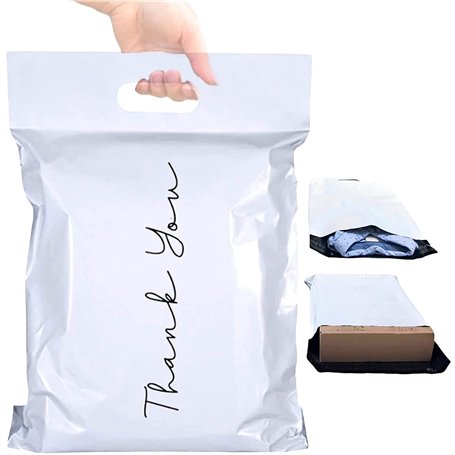 x50 enveloppes plastique d’expédition pour colis Vinted - 26X35 cm - HAUTE QUALITÉ - Sac "thank you" - Pochette postale de prote