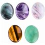 NAPOOLO Coffret 5 Pierres Plates de Méditation - Worry Stones Naturelles - Améthyste Labradorite Aventurine Œil de Tigre Sodalit