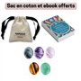NAPOOLO Coffret 5 Pierres Plates de Méditation - Worry Stones Naturelles - Améthyste Labradorite Aventurine Œil de Tigre Sodalit