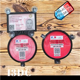 I3DC Support VTC Carte Professionnelle ET Macaron Avant/ARRIÈRE Noir Fixation VENTOUSES pour Carte VTC 8.5X5.5 cm