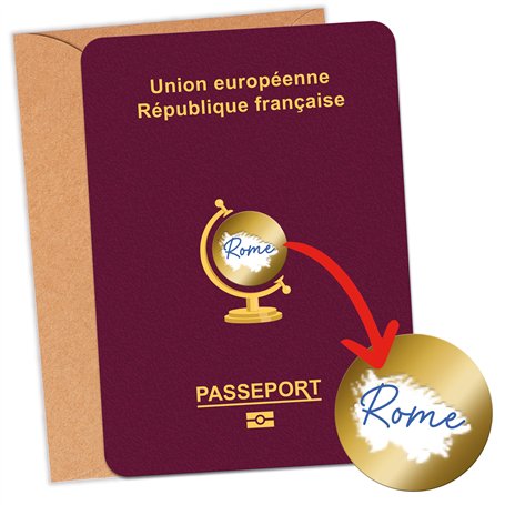 aliceandberry Carte Voyage Cadeau à Gratter Surprise - Design Passeport - Destination Personnalisable - Pastille à Gratter Suspe