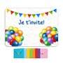 marelle CREATIVE MINDS 10 Cartes Invitation Anniversaire Fille et Garçon + 10 Enveloppes Colorées + 10 Autocollants Ballons - Ca