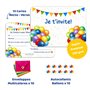 marelle CREATIVE MINDS 10 Cartes Invitation Anniversaire Fille et Garçon + 10 Enveloppes Colorées + 10 Autocollants Ballons - Ca
