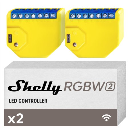 Shelly RGBW2 | Module Relais Wi-Fi pour Bandes LED RGBW | Variateur de Lumière | Domotique | Compatible Alexa & Google Home | Ap