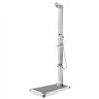 WKIEQACO Home & Garden Meuble de douche de jardin en acier inoxydable avec base grise 225 cm