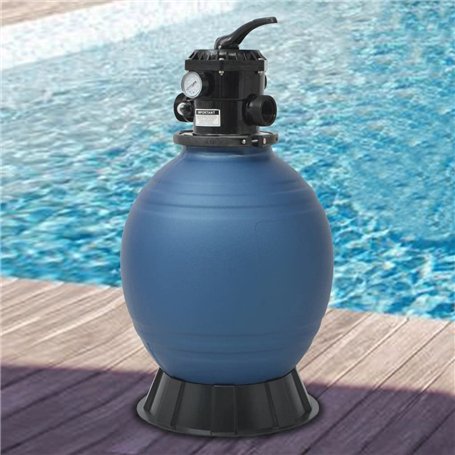 WKIEQACO Mobilier de piscine Filtre à sable avec valve 6 positions Bleu 460 mm