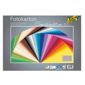 folia- Lot Feuilles de Carton photo-50 x 70 cm-300 g/m² -50 Couleurs Assorties-Base idéale pour de Nombreuses idées de Bricolage
