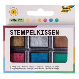 Folia Lot de 6 tampons encreurs métallisés de différentes couleurs