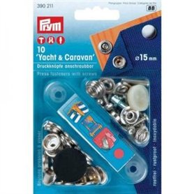 Prym Lot de 10 boutons-pression à visser pour bateau de plaisance/caravane – Argenté
