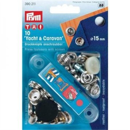 Prym Lot de 10 boutons-pression à visser pour bateau de plaisance/caravane – Argenté
