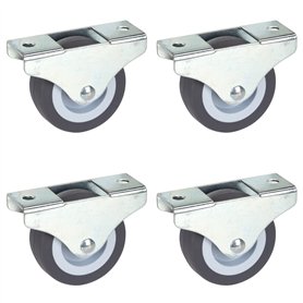 Dörner + Helmer Lot de 4 Roulettes Fixes pour Meubles - 50 mm x 19 mm - Capacité de Charge de 165 kg - Roue en TPE - Fixation Di