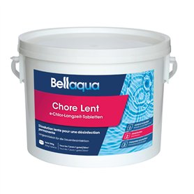 Bellaqua e-Chlore Lent 3kg – Galets de Chlore Piscine 200g – Désinfection Permanente à Dissolution Lente – Chlore Longue Durée p
