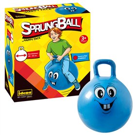 Idena 40094 Happy Face Ballon de Saut Bleu Diamètre env. 45-50 cm Charge Max. 50 kg Idéal pour l'été