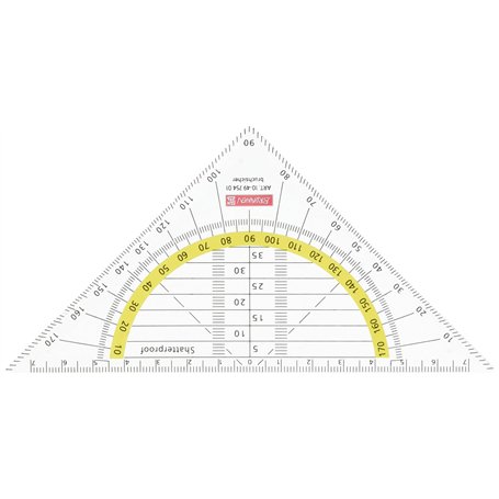 Brunnen 104975401 Équerre de géométrie incassable pour l'école et le bureau Transparent 16 cm