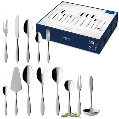 Villeroy & Boch – Arthur Ménagère Couverts 68 Pièces Pour 12 Personnes Argent/Platine