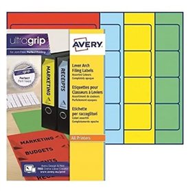 Avery - Pochette de 80 Étiquettes Autocollantes Assorties pour dos de Classeur